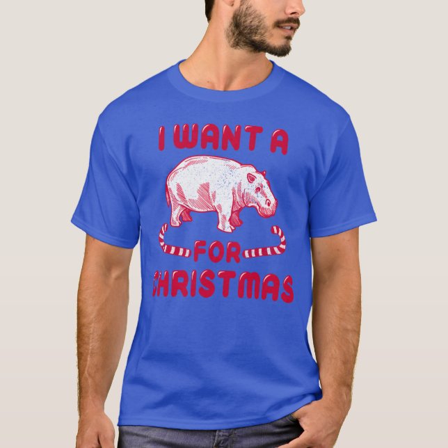 Christmas Hippo Vintage Retro Christmas friend T-Shirt (Front)