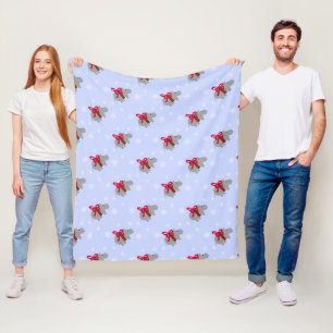 Christmas Hippopotamus Holiday Fleece Blanket