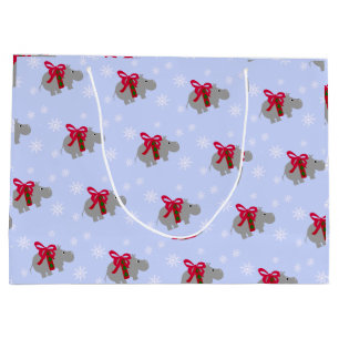 Christmas Hippopotamus Holiday Large Gift Bag