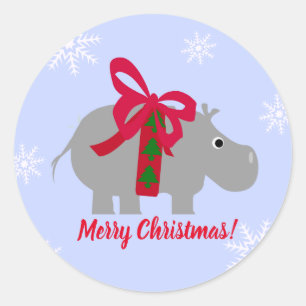 Christmas Hippopotamus Paper Holiday Stickers