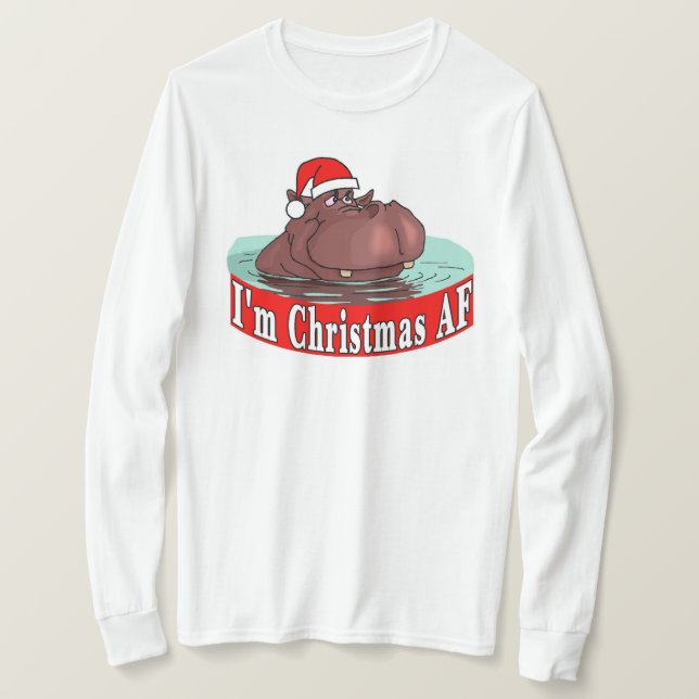 Christmas Hippopotamus T-Shirt (Design Front)