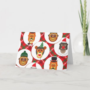christmas hipster monkeys holiday card