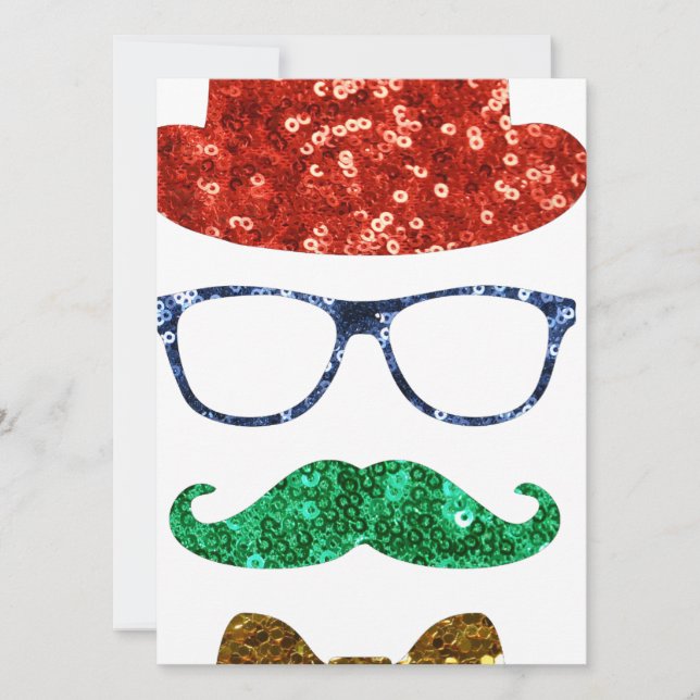 christmas hipster moustache holiday card (Front)
