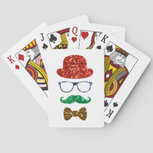christmas hipster moustache playing cards