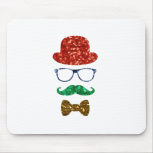 christmas hipster mustache mouse pad