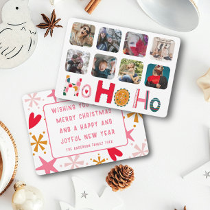 Christmas Ho Ho Ho 8 photo Colourful   Holiday Card