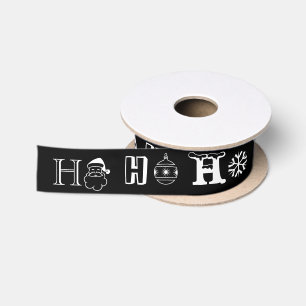 Christmas Ho Ho Ho black & white cute Satin Ribbon
