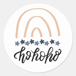 Christmas Ho Ho Ho Boho Rainbow Classic Round Sticker