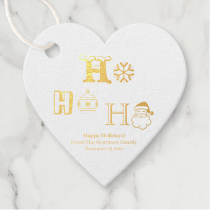 Christmas Ho Ho Ho custom name date heart Favour Tags