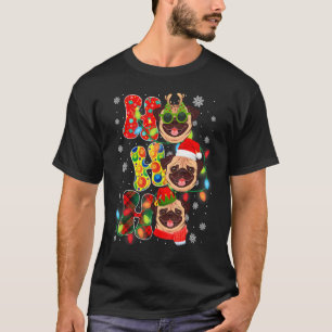 Christmas Ho Ho Ho Cute Pug Dog Xmas Lights Pajama T-Shirt