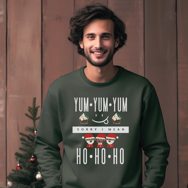 Christmas Ho Ho Ho Funny Foodie Quote Typography Sweatshirt (Creator Uploaded)