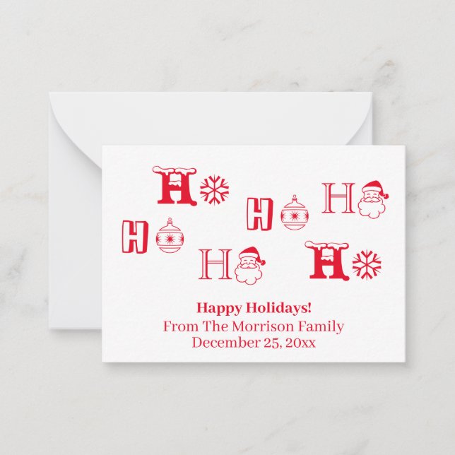 Christmas Ho Ho Ho red custom name date cute Card (Front)