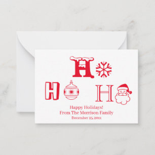 Christmas Ho Ho Ho red custom name date cute Card