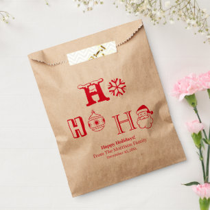 Christmas Ho Ho Ho red custom name date cute Favour Bags