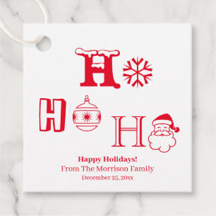 Christmas Ho Ho Ho red custom name date cute Favour Tags