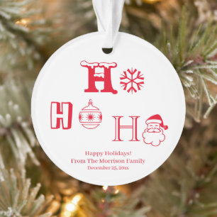 Christmas Ho Ho Ho red custom name date cute Ornament