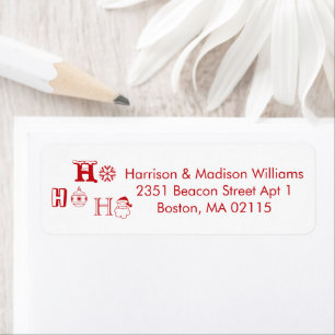 Christmas Ho Ho Ho red cute Return Address