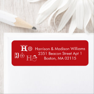 Christmas Ho Ho Ho red cute Return Address