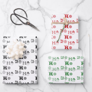 Christmas Ho Ho Ho red green white black cute Wrapping Paper Sheet