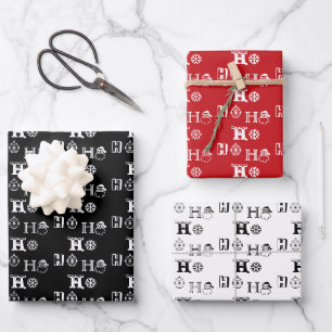 Christmas Ho Ho Ho red white black pattern cute Wrapping Paper Sheet