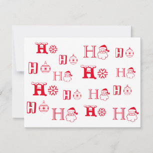 Christmas Ho Ho Ho red white pattern cute card