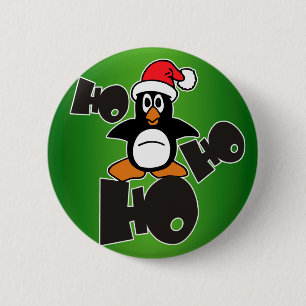 Christmas - Ho Ho Ho Santa Claus Penguin 1 6 Cm Round Badge