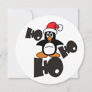 Christmas - Ho Ho Ho Santa Claus Penguin 1 Holiday Card