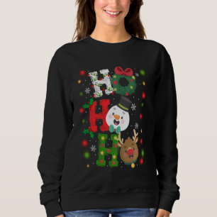 Christmas Ho Ho Ho Santa Reindeer Snowman Pajama Sweatshirt