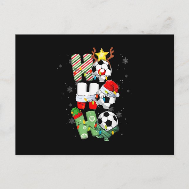 Christmas Ho-Ho-Ho Santa Reindeer Soccer Xmas for Holiday Postcard (Front)