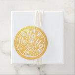 Christmas Ho Ho Ho Santa Winter Snowflakes Favour Tags<br><div class="desc">Christmas Ho Ho Ho Santa Winter Snowflakes Foil Favour Tags features the text "Ho Ho Ho" in a modern script typography and accented with a santa and snowflakes. On the reverse is the text Merry Christmas with your personalised name. Perfect for Christmas holiday gift wrapping, party favours, corporate celebrations and...</div>