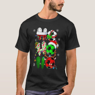 Christmas Ho Ho Ho Soccer  Santa Reindeer Elf Xmas T-Shirt