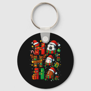 Christmas Ho Ho Santa Soccer Football Baseball Xma Key Ring