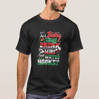 Christmas Hockey Moms  Wine Baking Holiday Pyjamas T-Shirt