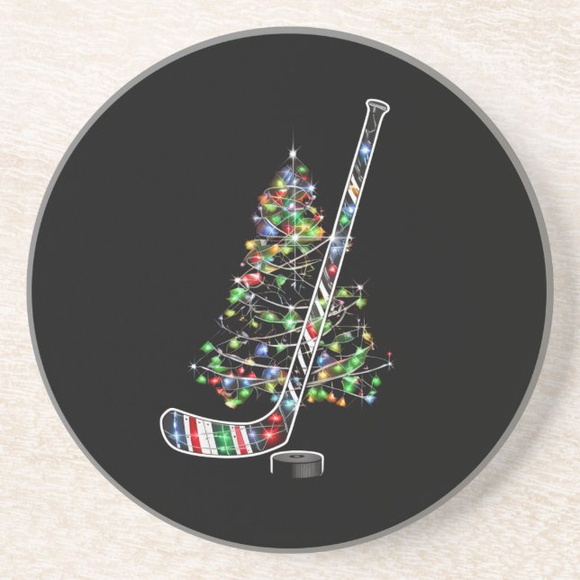 Christmas Hockey Sports Ball Santa Hat Xmas  Coaster (Front)