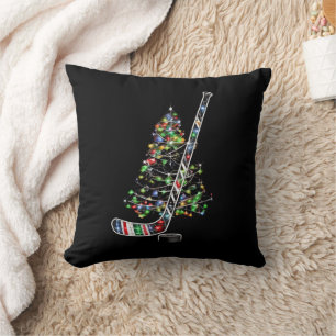 Christmas Hockey Sports Ball Santa Hat Xmas Cushion