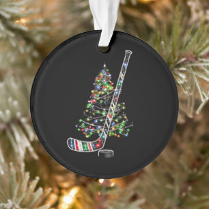 Christmas Hockey Sports Ball Santa Hat Xmas  Ornament