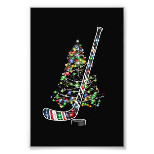 Christmas Hockey Sports Ball Santa Hat Xmas Photo Print