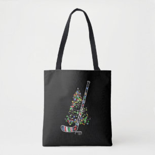 Christmas Hockey Sports Ball Santa Hat Xmas Tote Bag
