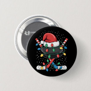 Christmas Hockey Xmas Santa Sports Hat Ball 6 Cm Round Badge