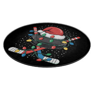 Christmas Hockey Xmas Santa Sports Hat Ball Cutting Board