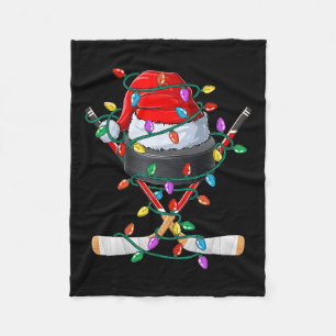 Christmas Hockey Xmas Santa Sports Hat Ball Kids B Fleece Blanket
