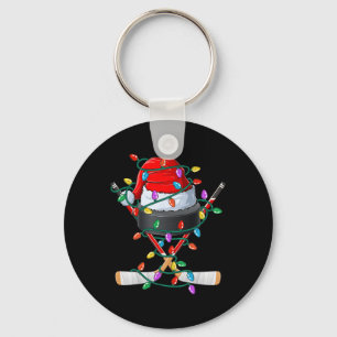 Christmas Hockey Xmas Santa Sports Hat Ball Kids B Key Ring