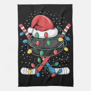 Christmas Hockey Xmas Santa Sports Hat Ball  Tea Towel