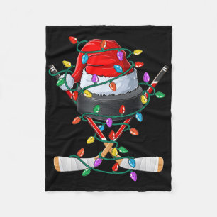 Christmas Hockey Xmas Santa Sports Hat Byll Kids B Fleece Blanket