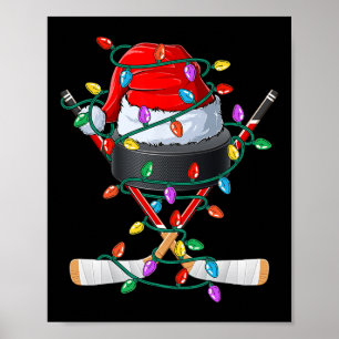 Christmas Hockey Xmas Santa Sports Hat Ll Kids Boy Poster