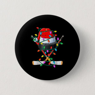 Christmas Hockey Xmas Santa Srts Hat Ball Kids Boy 6 Cm Round Badge