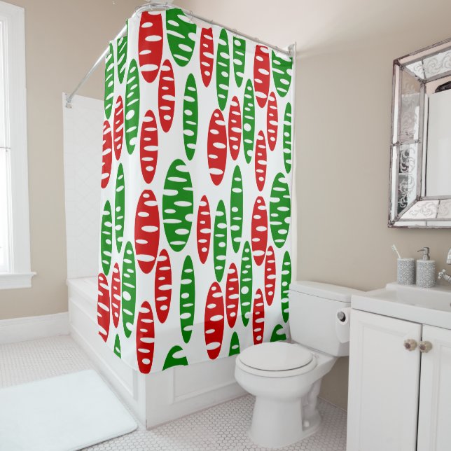 Christmas Holey Ovals  Shower Curtain (In Situ)