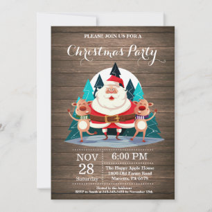 Christmas Holiady Party Invitation Santa Claus