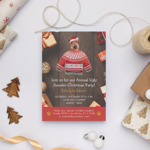 Christmas Holiday Airedale Dog Ugly Sweater Party Invitation
