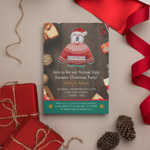 Christmas Holiday Alaskan Dog Ugly Sweater Party Invitation